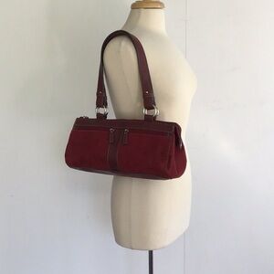 Emilie m. Faux suede/leather East/West baguette bag Silver colored hardw…